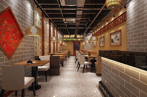 海口传统中式餐厅餐馆装修设计效果图