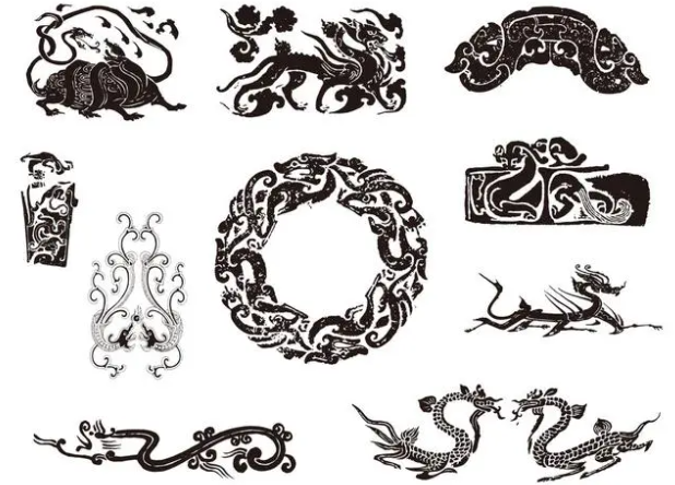 海口龙纹和凤纹的中式图案